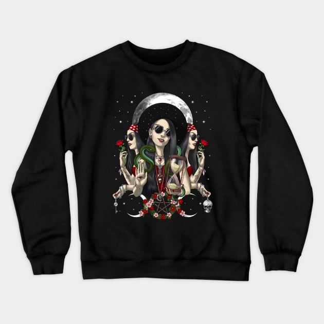 Hecate Triple Moon Goddess Crewneck Sweatshirt by underheaven